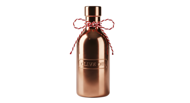 Gift - Copper olive oil bottle with decorative string, stylish kitchen container for cooking and dining