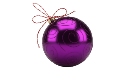 Gift - Purple Christmas ornament with swirls and decorative bow isolated on white, perfect for holiday decoration and festive designs