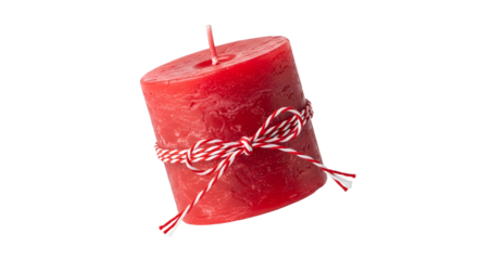 Gift - Red decorative candle with twine bow, rustic style home decor candle for cozy ambiance and relaxing atmosphere