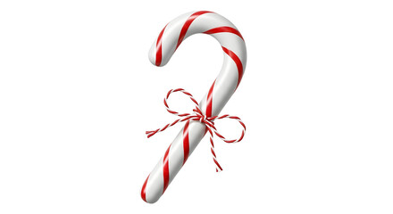 Gift - Red and white striped candy cane with a decorative red bow, isolated on black background, perfect for Christmas and holiday-themed visuals