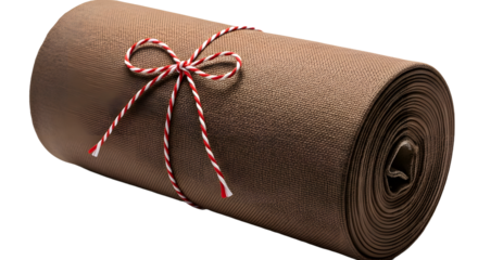 Gift - Rolled brown craft paper tied with red and white striped string, perfect for packaging and gift wrapping projects