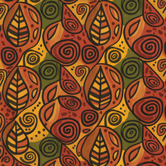 Autumnal leaf pattern with earthy color palette