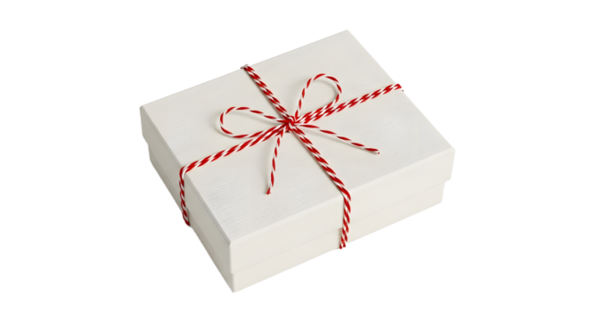 Gift - Stack of white envelopes tied with red and white string on white background, perfect for mailing and invitations