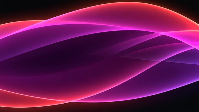 Smooth flowing neon pink and purple waves on a black background abstract design Ultra Realistic Cinematic Stock Footage  4K UHD Professional Royalty Free Video