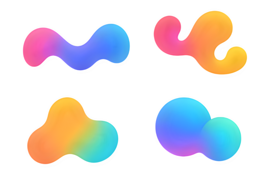 Abstract Organic Design Elements — Flowing Liquid Shapes with Vibrant Colors (Transparent PNG) - Powered by Adobe