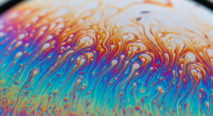 Abstract Colorful Soap Bubble Surface Macro Photography Rainbow Swirls Pattern