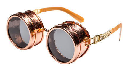 Steampunk Goggles: A close-up shot of steampunk goggles with metal frames, offering a glimpse into a world of inventive aesthetics and technological marvels.