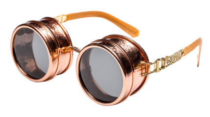 Steampunk Goggles: A close-up shot of steampunk goggles with metal frames, offering a glimpse into a world of inventive aesthetics and technological marvels.