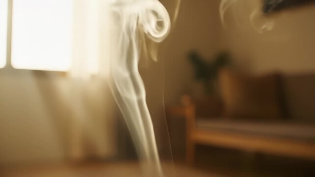 Steam Rising From Aroma Diffuser in Warm Interior