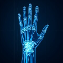 Naklejka premium Glowing Human Hand X-Ray – Futuristic Medical Concept
