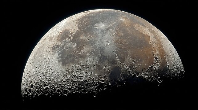 Crescent moon in space shows craters and surface details against a black background.