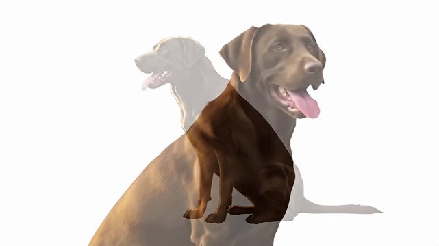Illustration of a brown dog layered over a faded, lighter version of the same dog