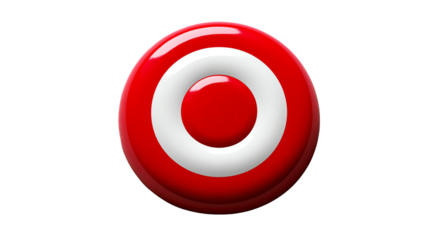 Bullseye: A crisp, glossy bullseye against a bright background, showcasing precision, focus, and the attainment of goals.