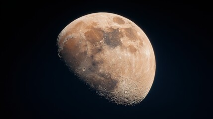 Moon in dark sky showing craters and texture.