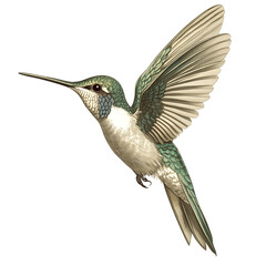 Retro Bird Illustration Detailed Hummingbird Drawing, Generative AI