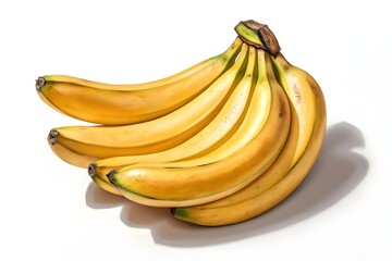Ripe Banana Bunch on White Background