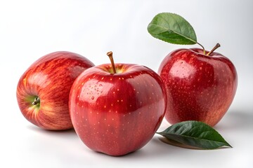 Fresh Red Apples on White Background