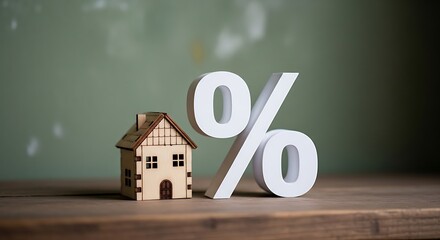 Attractive home loan rates with miniature house and percentage symbol