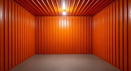 Empty square room with orange Sheet metal surface texture for wall or roof