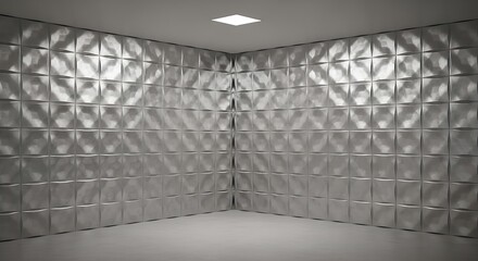 Obraz premium Empty square room with Modern Metallic Cushioned Texture – Premium Silver Pattern for Interior Design