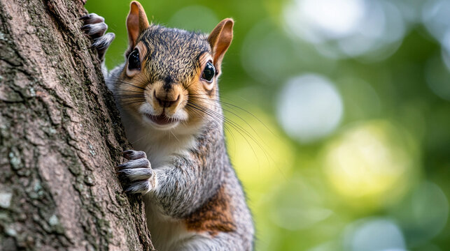 A squirrel climbing a tree captures agility curiosity and the playful essence of wildlife representing nature’s energy movement and the small moments of forest life in vivid detail
