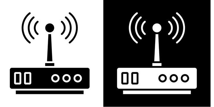 Wireless Router  Icon Set White Style Collection