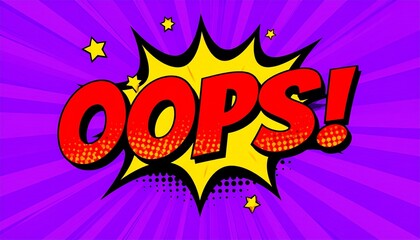 Oops Comic Book Style Pop Art Illustration.