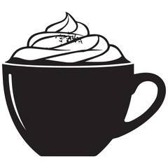 Black silhouette of a hot beverage with whipped cream