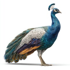 Obraz premium Hyperrealistic image of a peacock displaying its feathers studio environment gigapixel standard scale viewpoint