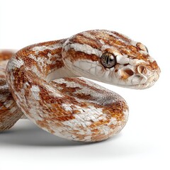 Obraz premium Hyperrealistic detailed image of a snake on a pure white background gigapixel quality nature photography close-up view