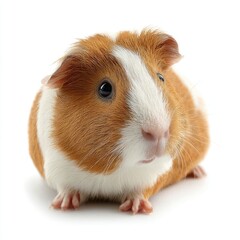 Detailed hyperrealistic image of a guinea pig studio setting animal photography white background close-up view pet concept