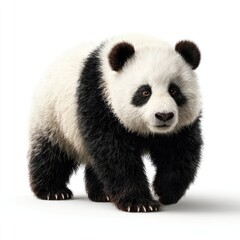 Fototapeta premium Action-panda walking in nature gigapixel hyperrealistic image white background wildlife photography