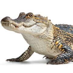 Obraz premium Hyperrealistic image of a crocodile on a pond detailed nature study outdoor environment close-up view