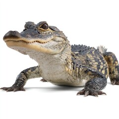 Fototapeta premium Hyperrealistic alligator encounter in natural habitat close-up wildlife photography detailed environment unique perspective