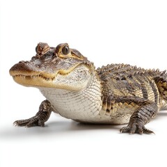 Naklejka premium Detailed hyperrealistic image of an alligator in a natural habitat close-up view wildlife photography