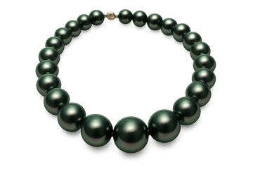 Obraz premium Tahitian black pearl necklace with gold clasp on transparent background, showcasing luxury fashion accessory and valuable jewelry