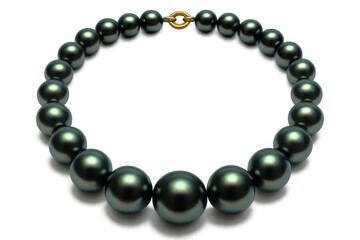 Obraz premium Black tahitian pearl necklace with gold clasp, luxury jewelry fashion accessory, elegant design, transparent background