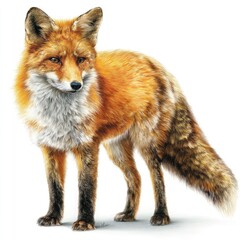 Fototapeta premium Hyperrealistic image of a fox on pure white background animal photography studio setting close-up view