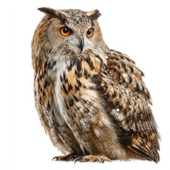 Fototapeta premium Majestic owl portrait forest hyperrealistic image nature close-up wildlife art