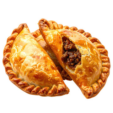 Empanadas de morocho isolated on pure white golden ecuadorian corn dough turnovers, street food