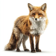 Fototapeta premium Detailed hyperrealistic image of a fox on pure white background nature high-resolution photography studio environment