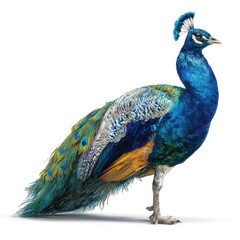 Vibrant peacock display nature reserve hyperrealistic image tranquil environment wide-angle view artistic concept