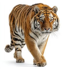 Obraz premium Hyperrealistic tiger walking in nature gigapixel image vibrant details outdoor environment close-up perspective