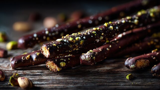 Handmade Pepero stick in macro photography, detailed texture view