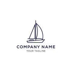 Elegant Minimalist Sailboat Logo Design for Maritime Company Branding.