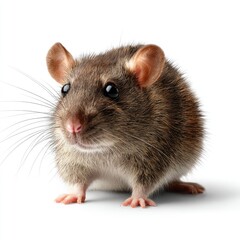 Detailed hyperrealistic image of a rat on pure white background gigapixel standard scale close-up view