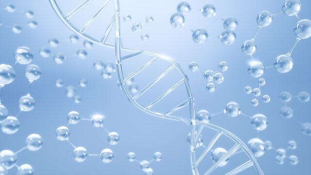 3D rendering, DNA and molecular structure, Skin care cosmetic concept