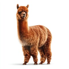 Naklejka premium Detailed hyperrealistic image of an alpaca in a pure white studio animal photography gigapixel quality