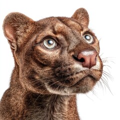 Hyperrealistic image of a jaguarundi studio setting wildlife close-up detailed features artistic perspective