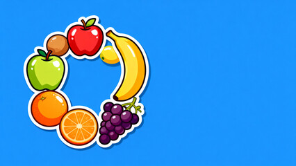 Fruit circle design on blue background